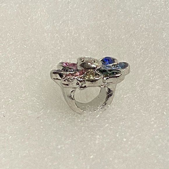 NEW•Silver Multicolor crystal Flower DIY charm - Picture 5 of 8